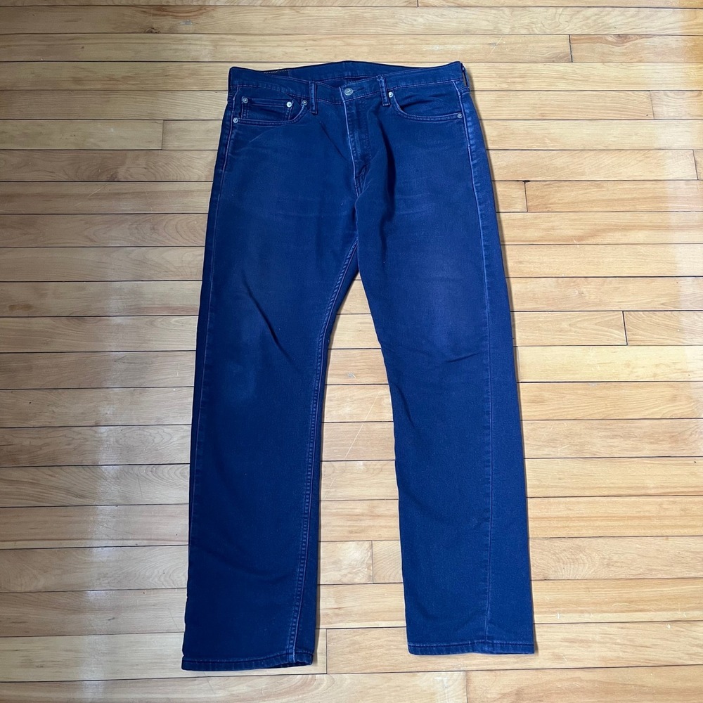 Levis 513 Slim Straight Mens Jeans W34 L32 Dark Indigo Blue Denim Pants